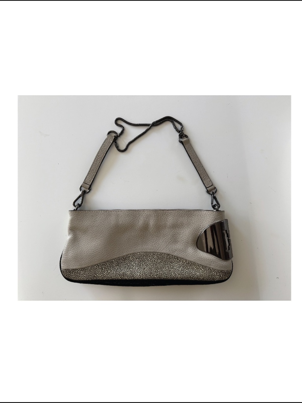 HALSTON HERITAGE CONVERTIBLE SHOULDER HANDBAG AND CLUTCH